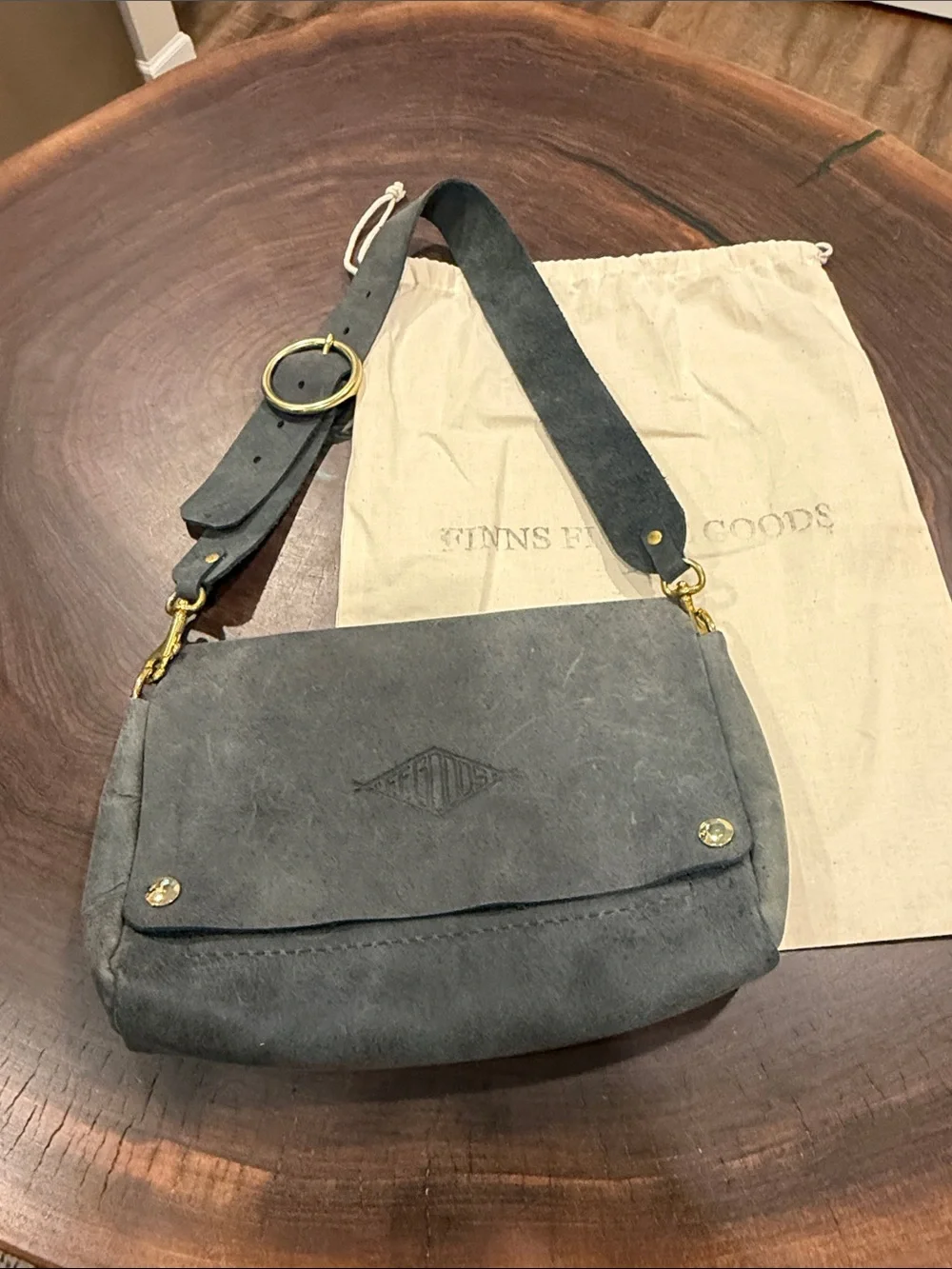 Finn Fickle Goods-Gray Suede Crossbody Bag